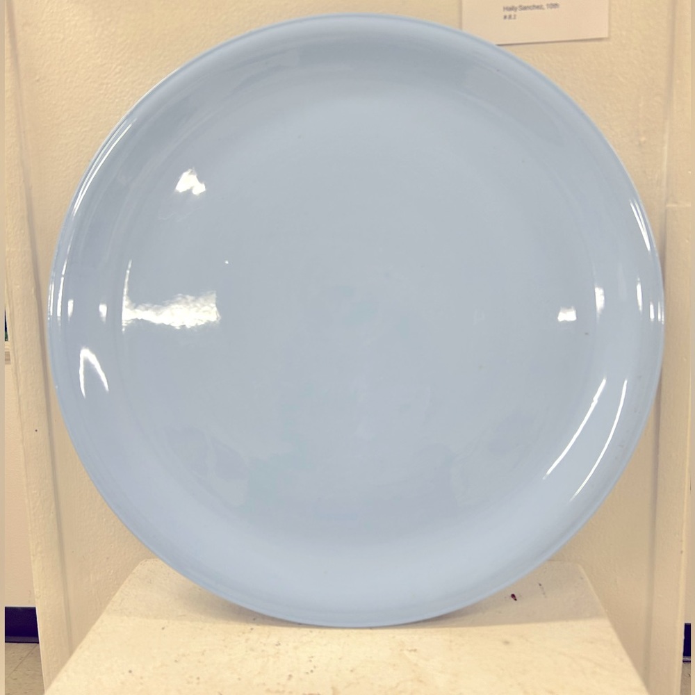 Vintage Skytone light blue round  platter by Homer Laughlin Made in USA.
